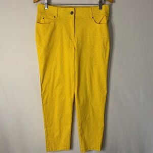 89th & Madison Pants 12 Women Yellow Casual Stretch Beach Cruise Wear Patterned
